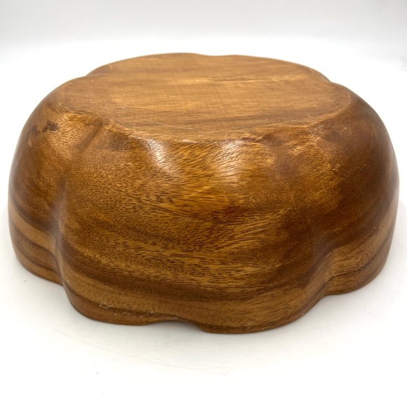 Vintage MCM Mid Century Modern 12” Monkey Pod Solid Turned Wood Retro Salad Bowl - Picture 4 of 7